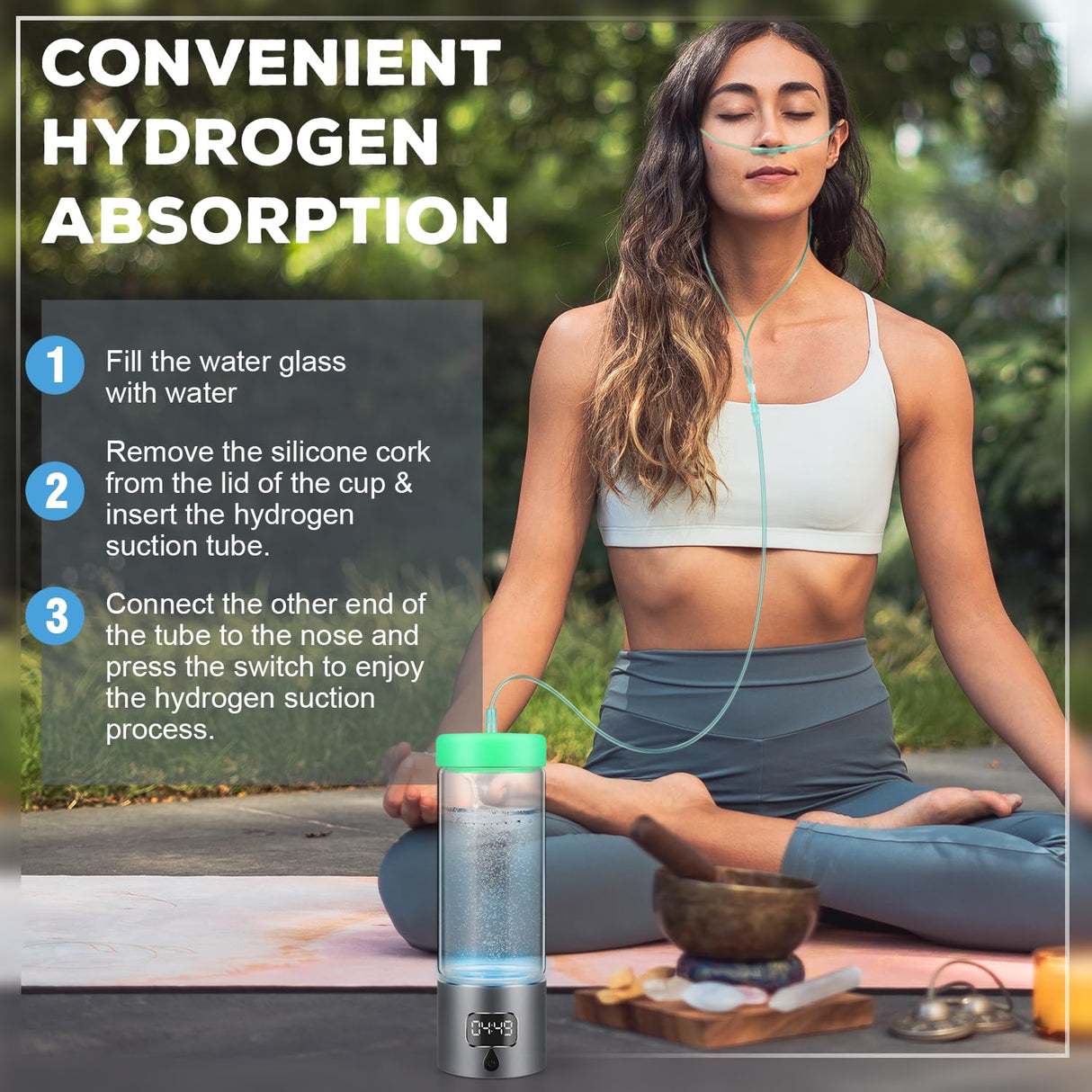 Hydrogen Water Bottle Generator with 4th Generation SPE/PEM Technology, Portable Hydrogen Water Ionizer Machine