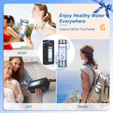 2025 Upgrade Hydrogen Water Bottle, Portable Hydrogen Water Ionizer Machine -SPE PEM Tech, Rechargeable Hydrogen Rich Water Glass Bottle